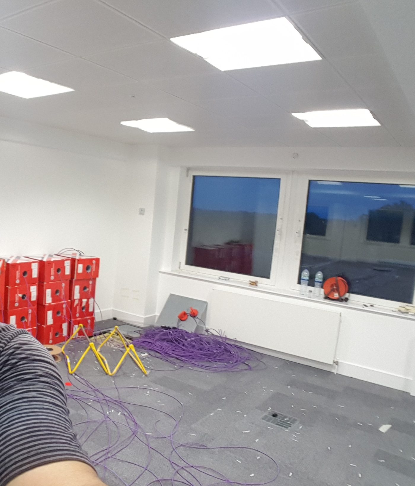Data cabling installed during a commercial office project